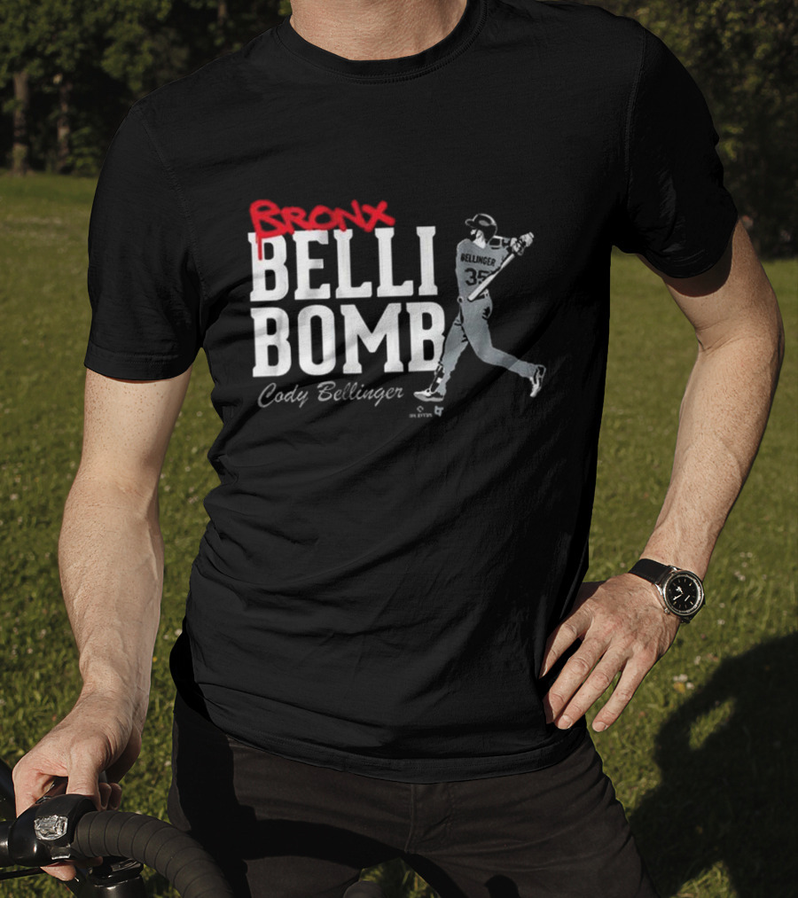 Bronx Belli Bomb Cody Bellinger 35 Swing Baseball T-Shirt