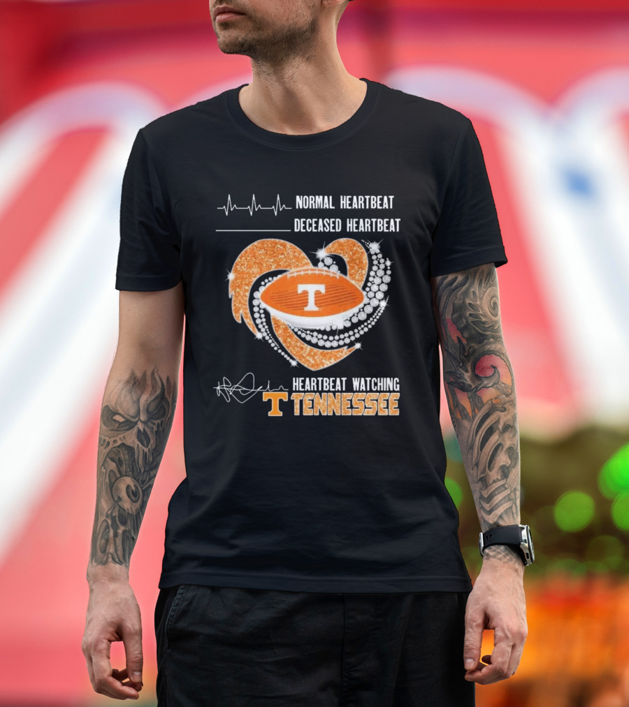 Normal Heartbeat Deceased Heartbeat Heartbeat Watching Tennessee Volunteers Football Diamond Heart T-Shirt