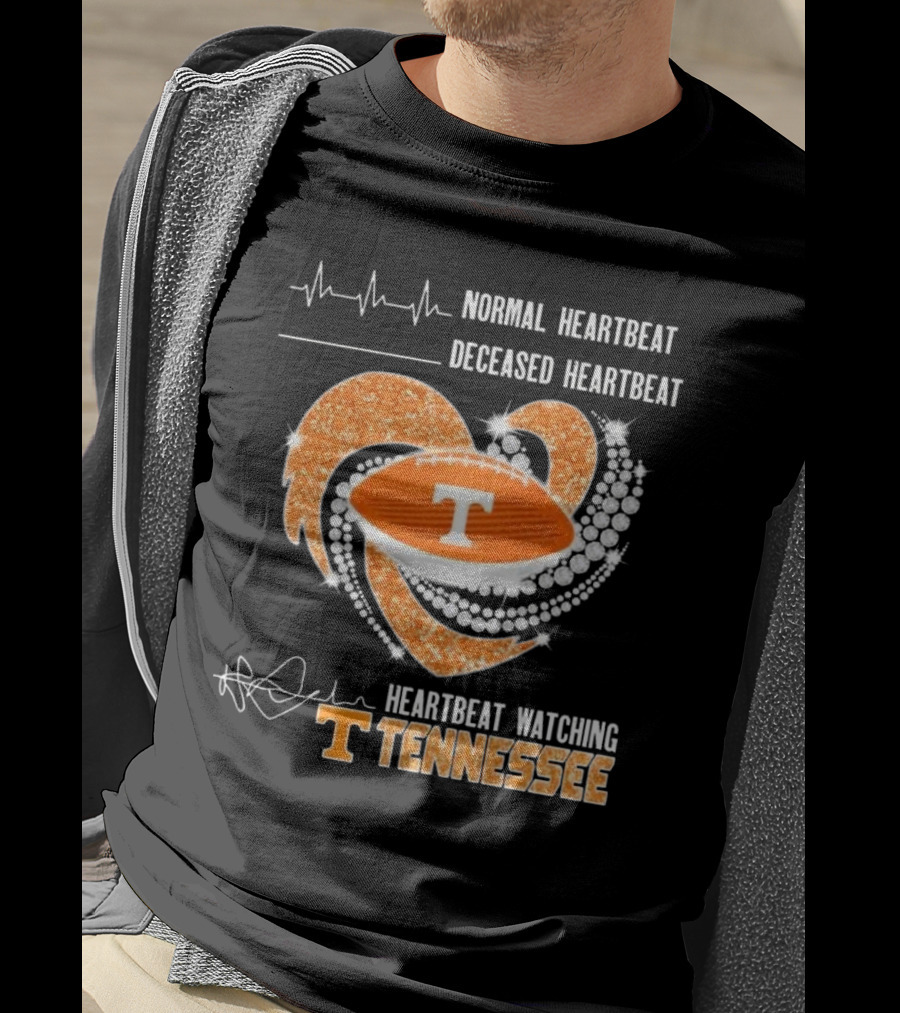 Normal Heartbeat Deceased Heartbeat Heartbeat Watching Tennessee Volunteers Football Diamond Heart T-Shirt