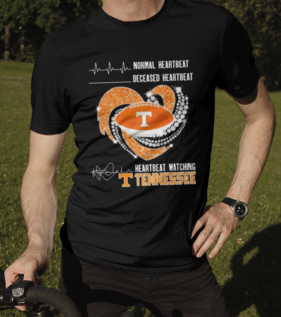 Normal Heartbeat Deceased Heartbeat Heartbeat Watching Tennessee Volunteers Football Diamond Heart T-Shirt