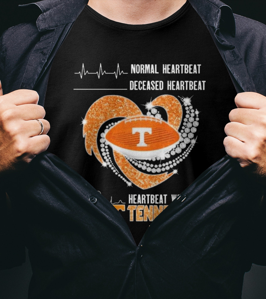 Normal Heartbeat Deceased Heartbeat Heartbeat Watching Tennessee Volunteers Football Diamond Heart T-Shirt