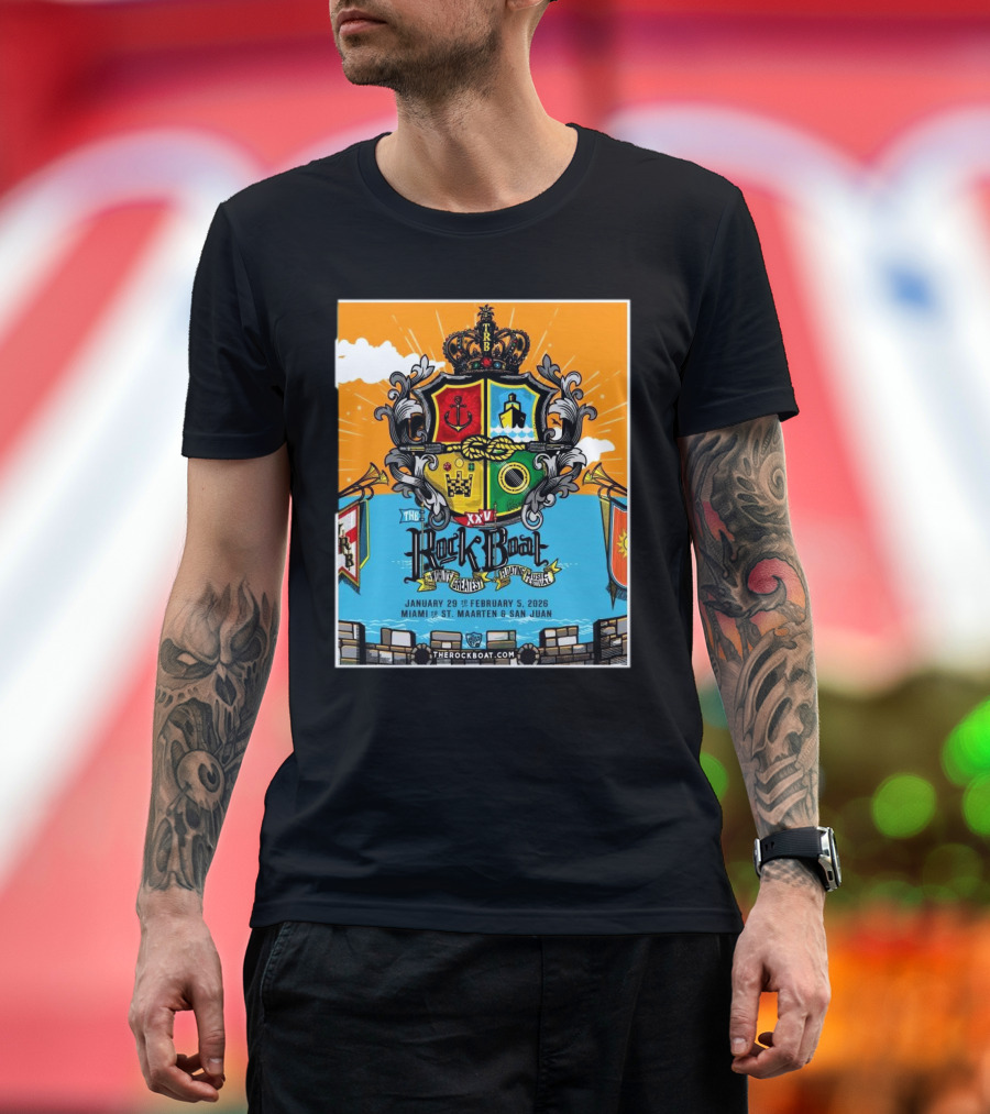 The Rock Boat XXVI January February 2026 Miami St. Maarten San Juan Greatest Floating Music Festival T-Shirt