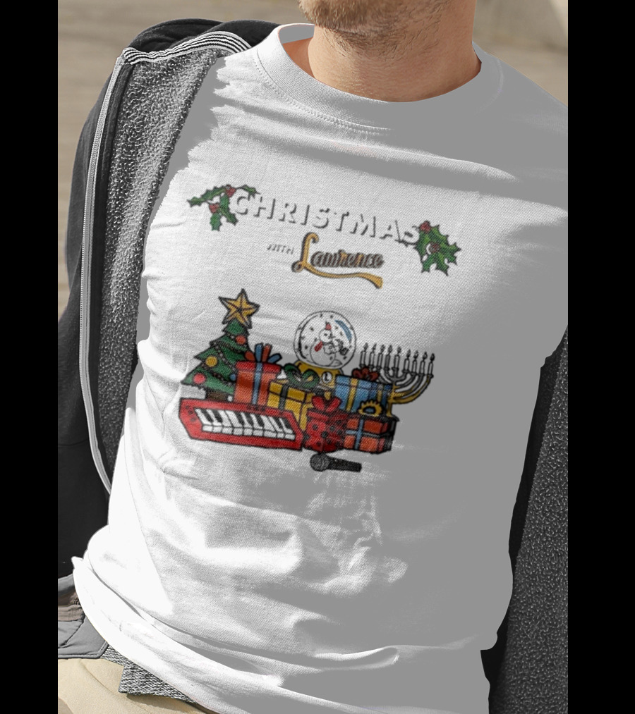 Christmas With Lawrence The Band Holiday Celebration Featuring Festive Tree, Keyboard, And Snowman T-Shirt