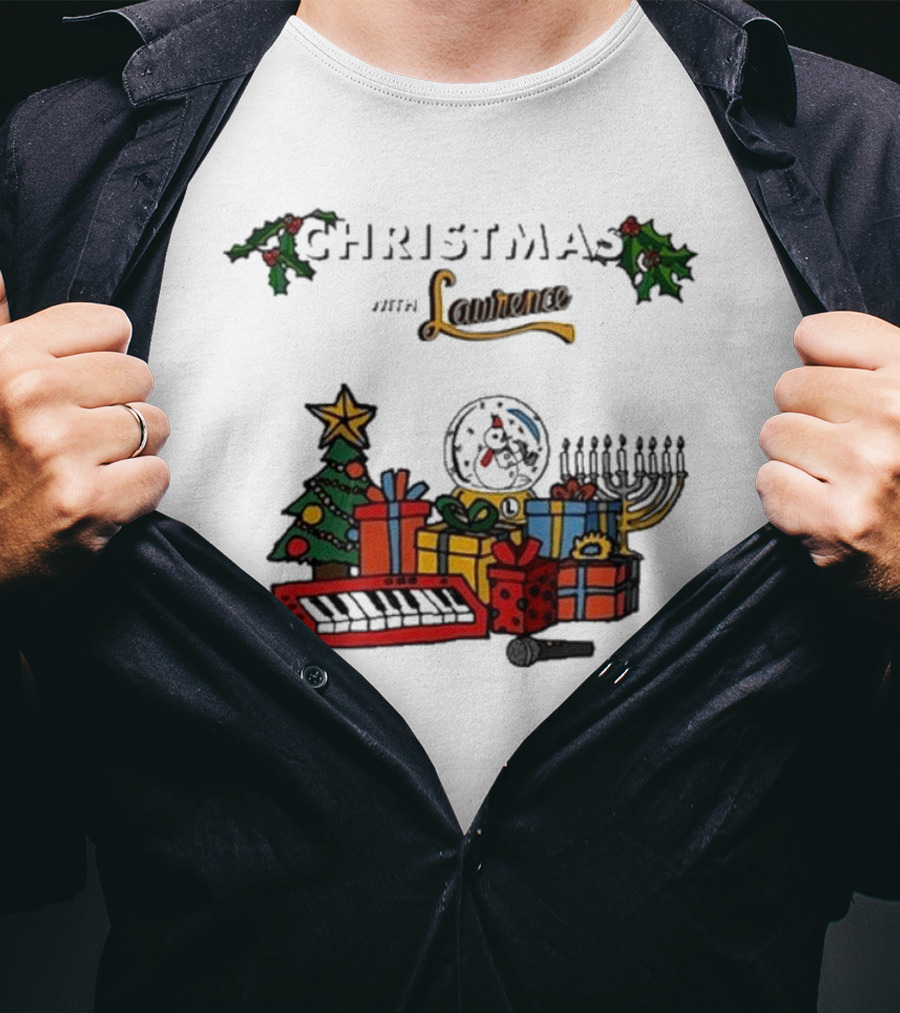 Christmas With Lawrence The Band Holiday Celebration Featuring Festive Tree, Keyboard, And Snowman T-Shirt