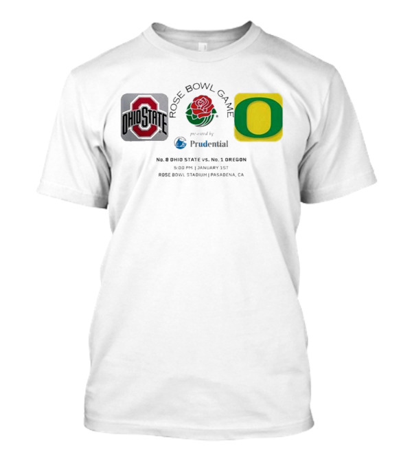 Rose Bowl Game No 8 Ohio State Buckeyes Vs No 1 Oregon Ducks January 1st 2025 Rose Bowl Stadium Pasadena CA T-Shirt