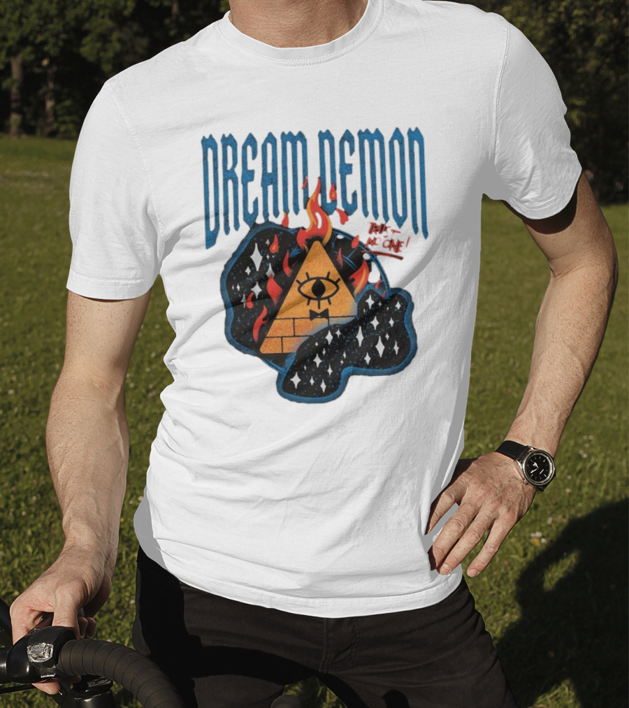 Dream Demon Trust No One Fiery Illuminati Eye Pyramid In Stars T-Shirt