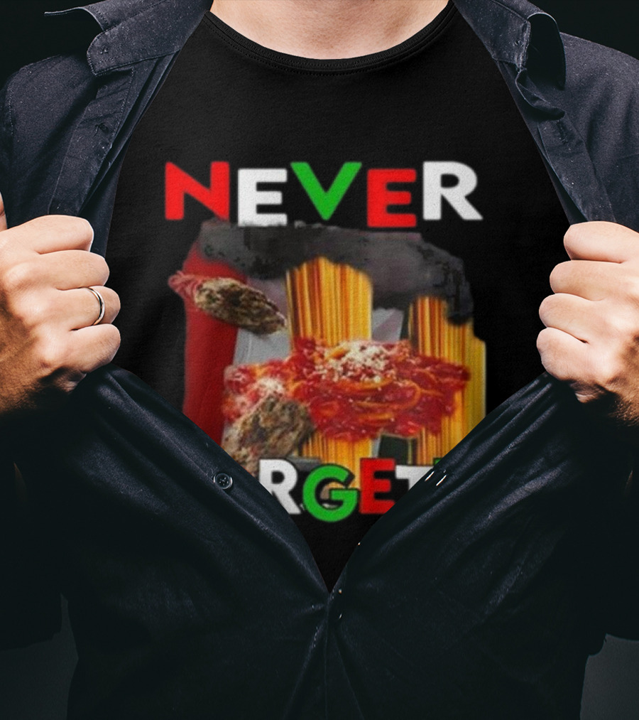 Never Forgetti Funny Ahh Tees Pasta Italy Flag Colors T-Shirt