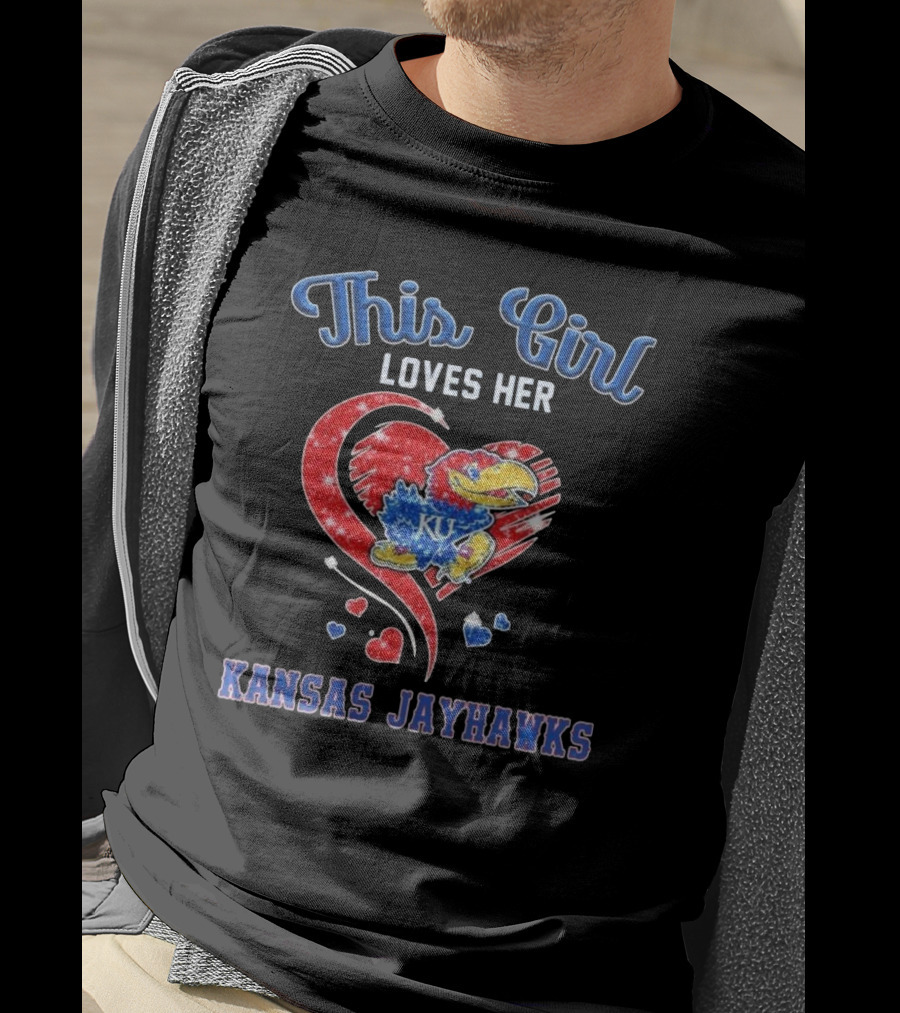 This Girl Loves Her Kansas Jayhawks Heart KU T-Shirt