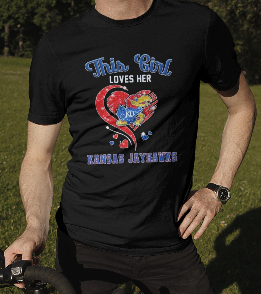 This Girl Loves Her Kansas Jayhawks Heart KU T-Shirt