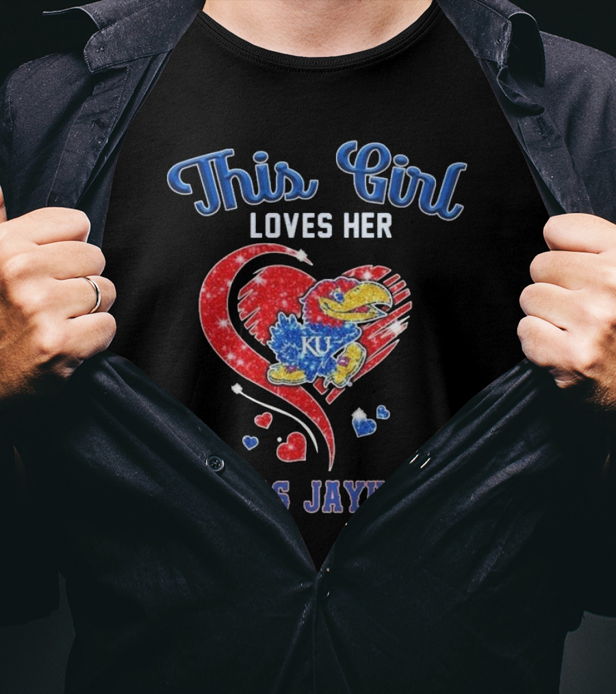 This Girl Loves Her Kansas Jayhawks Heart KU T-Shirt