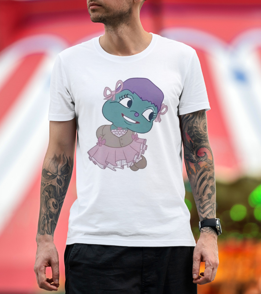 Samantha Yve Bb Coquette Cartoon Character with Purple Hair and Pink T-Shirt