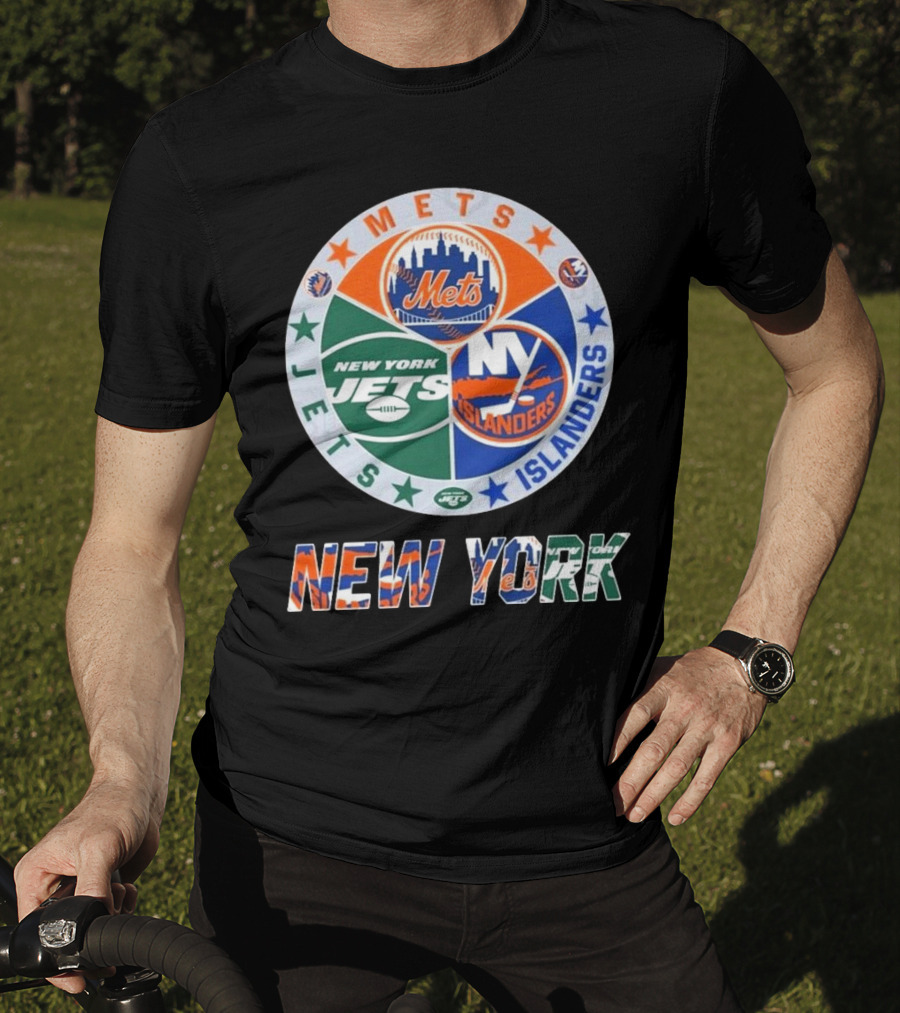 New York Mets Jets Islanders Circle Collaboration T-Shirt