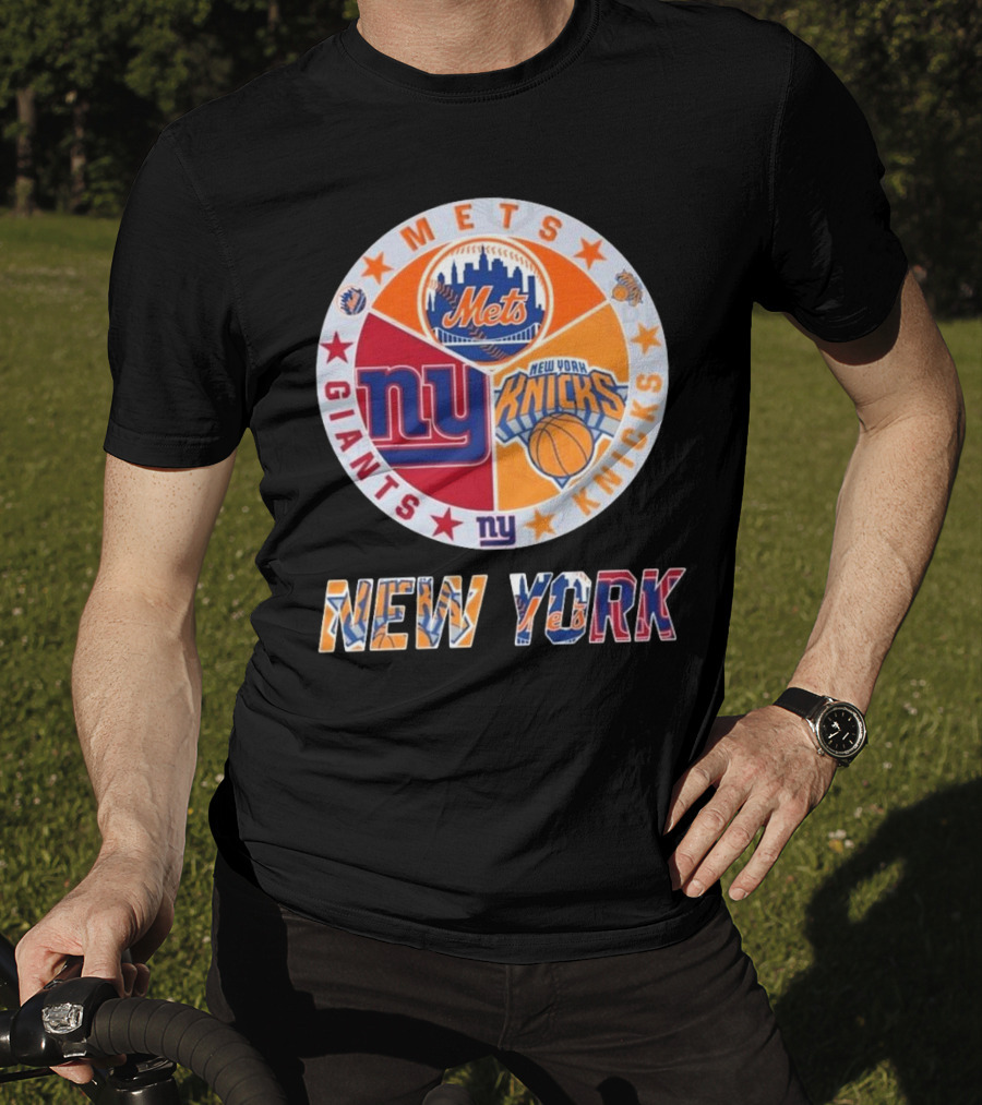 New York Mets Giants Knicks Circle Logo New York T-Shirt