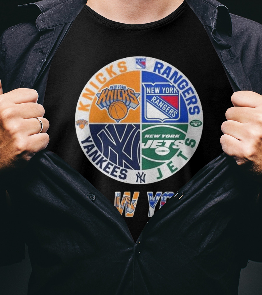 Knicks Rangers Yankees Jets New York Sports Circle T-Shirt