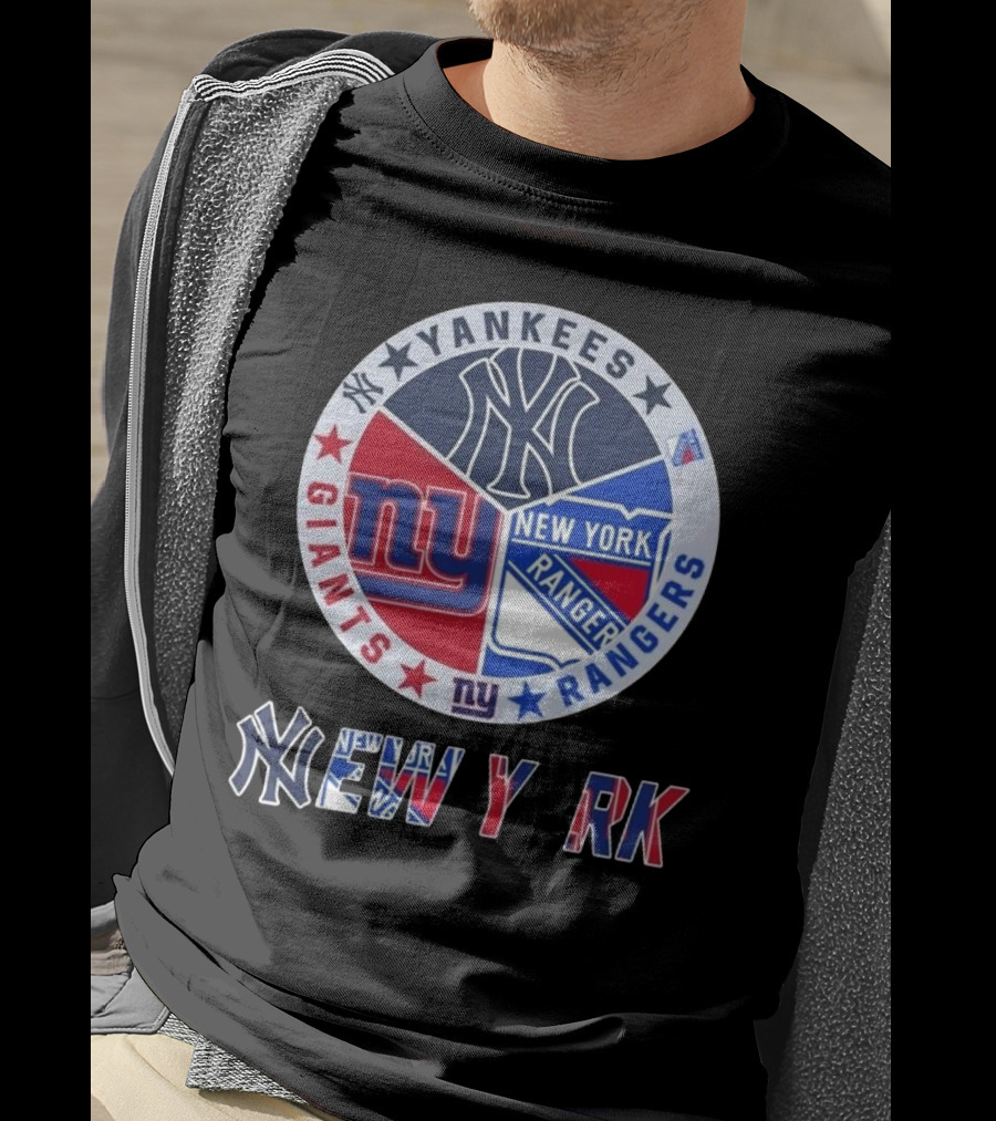 Yankees Giants Rangers Circle New York Collaboration T-Shirt