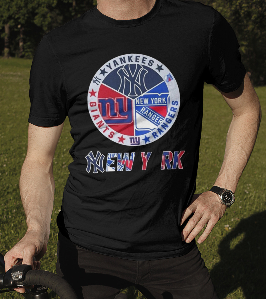 Yankees Giants Rangers Circle New York Collaboration T-Shirt