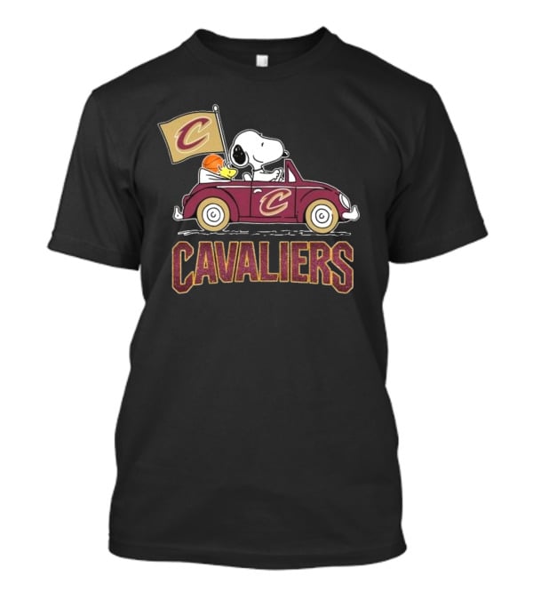 Snoopy Woodstock Driving Car Cavaliers Basketball T-Shirt
