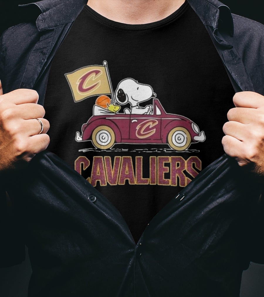 Snoopy Woodstock Driving Car Cavaliers Basketball T-Shirt