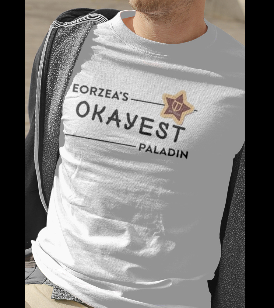 Eorzea's Okayest Paladin Shield Star Badge T-Shirt