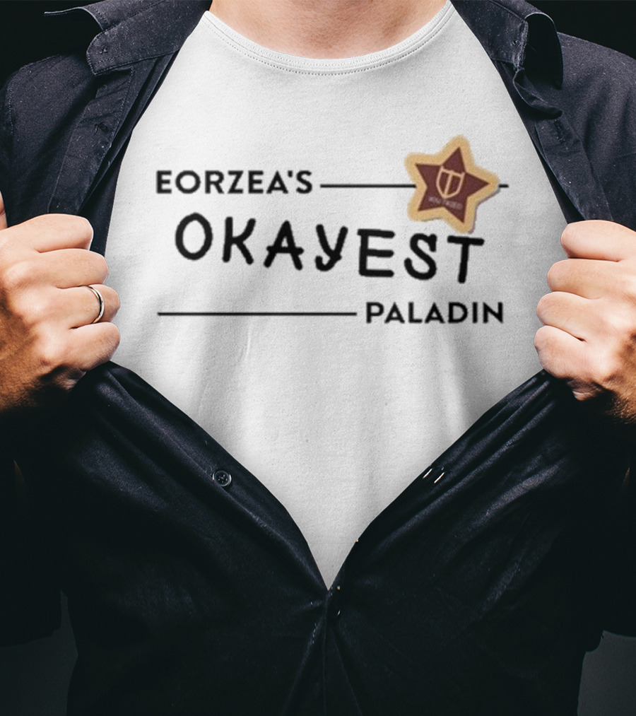 Eorzea's Okayest Paladin Shield Star Badge T-Shirt