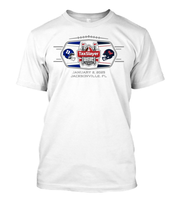 Duke Blue Devils Vs Ole Miss Rebels TaxSlayer Gator Bowl January 2 2025 Jacksonville FL T-Shirt