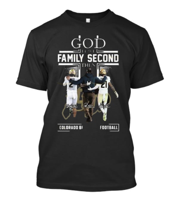 God First Family Second Colorado Buffaloes Football Signatures T-Shirt