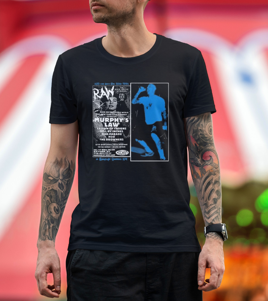 H2O 30th Anniversary RAW Murphy's Law Bayside Queens NY Dec 30 1994 T-Shirt
