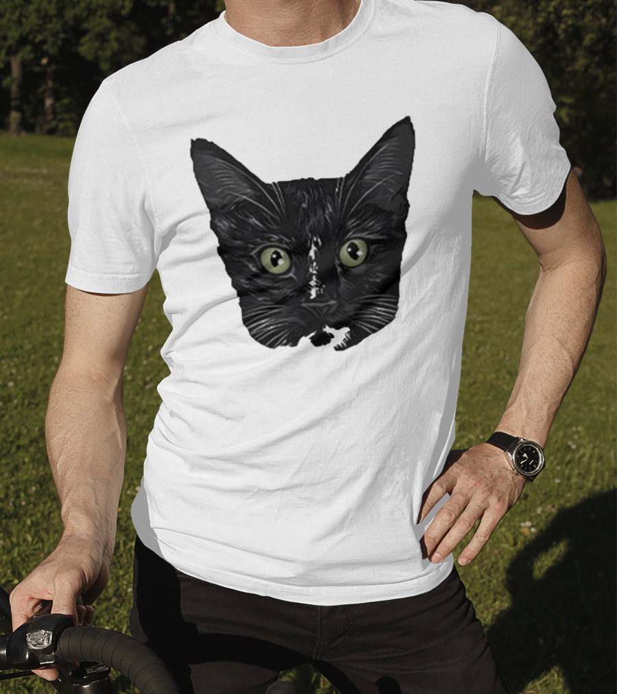 Michael Manigault Brave Green-Eyed Cat Face T-Shirt