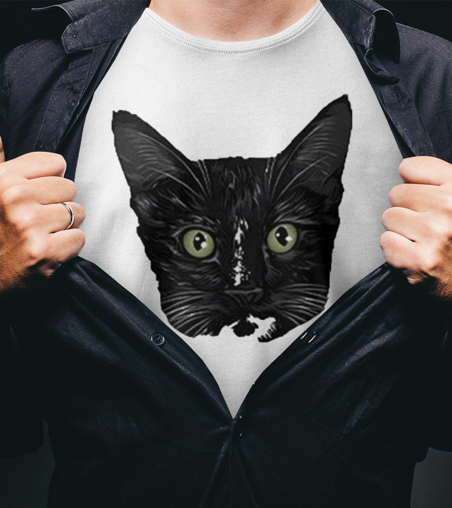 Michael Manigault Brave Green-Eyed Cat Face T-Shirt