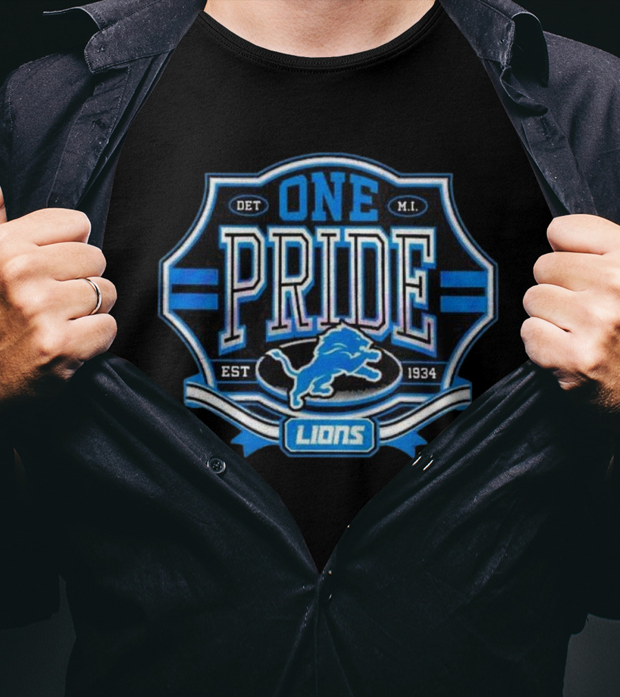 Detroit Lions One Pride Est 1934 Retro Logo DET MI T-Shirt