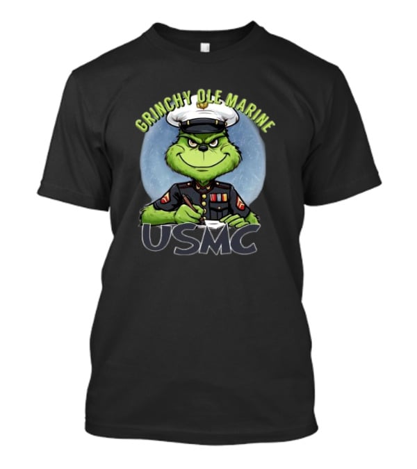 Grinchy Ole Marine USMC Merry Christmas T-Shirt