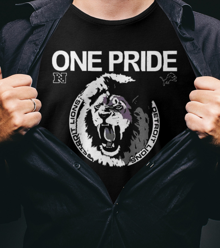 One Pride Detroit Lions NFC Vintage Logo Mascot T-Shirt