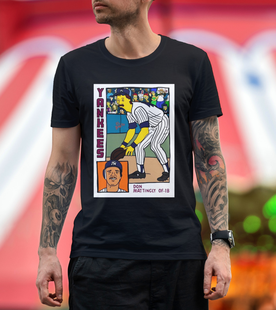 Yankees Don Mattingly OF-1B Simpson Baseball Card El Barto Crowd T-Shirt