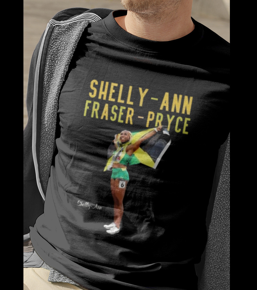 Shelly-Ann Fraser-Pryce Jamaican Flag Victory Pose T-Shirt