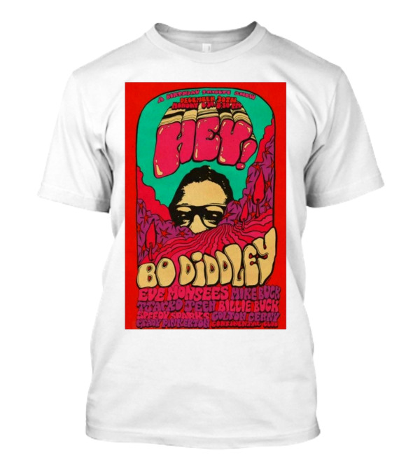 A Birthday Parakeet Show December 30th Continental Club Bo Diddley With Eve Monsees And Mike Buck Austin TX T-Shirt