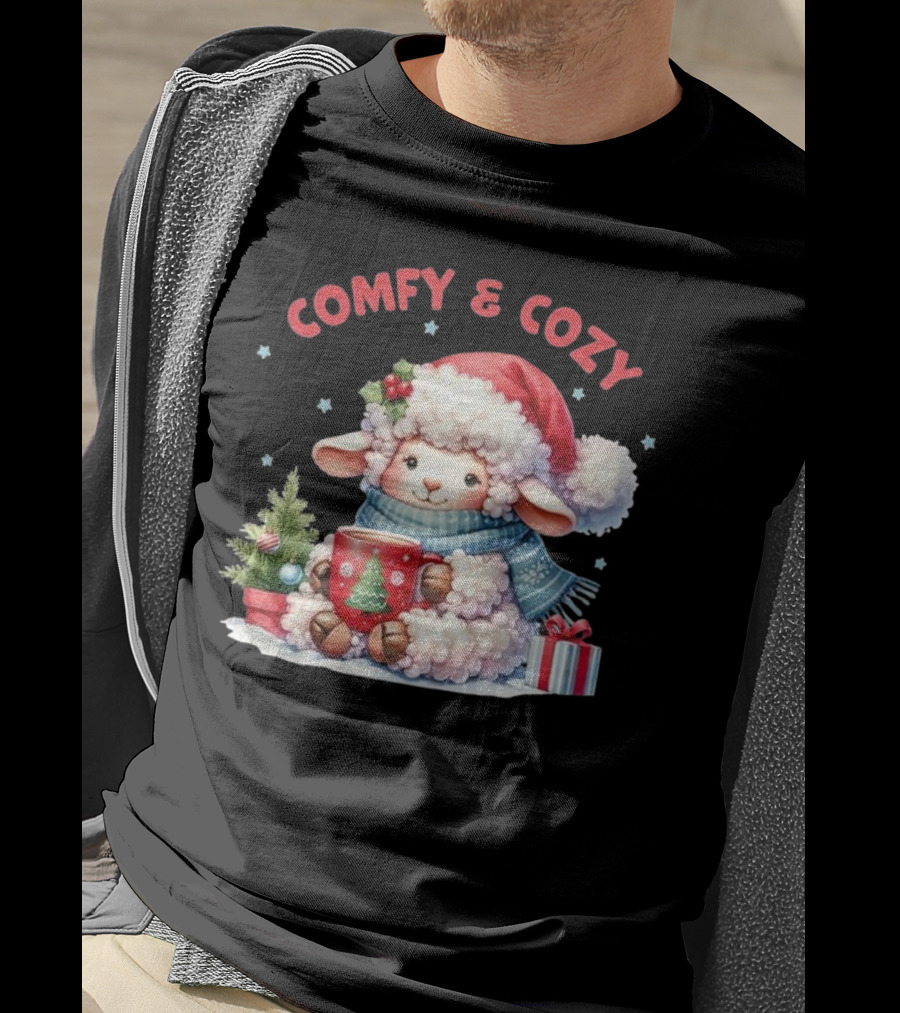 Comfy And Cozy Sheep Christmas T-Shirt