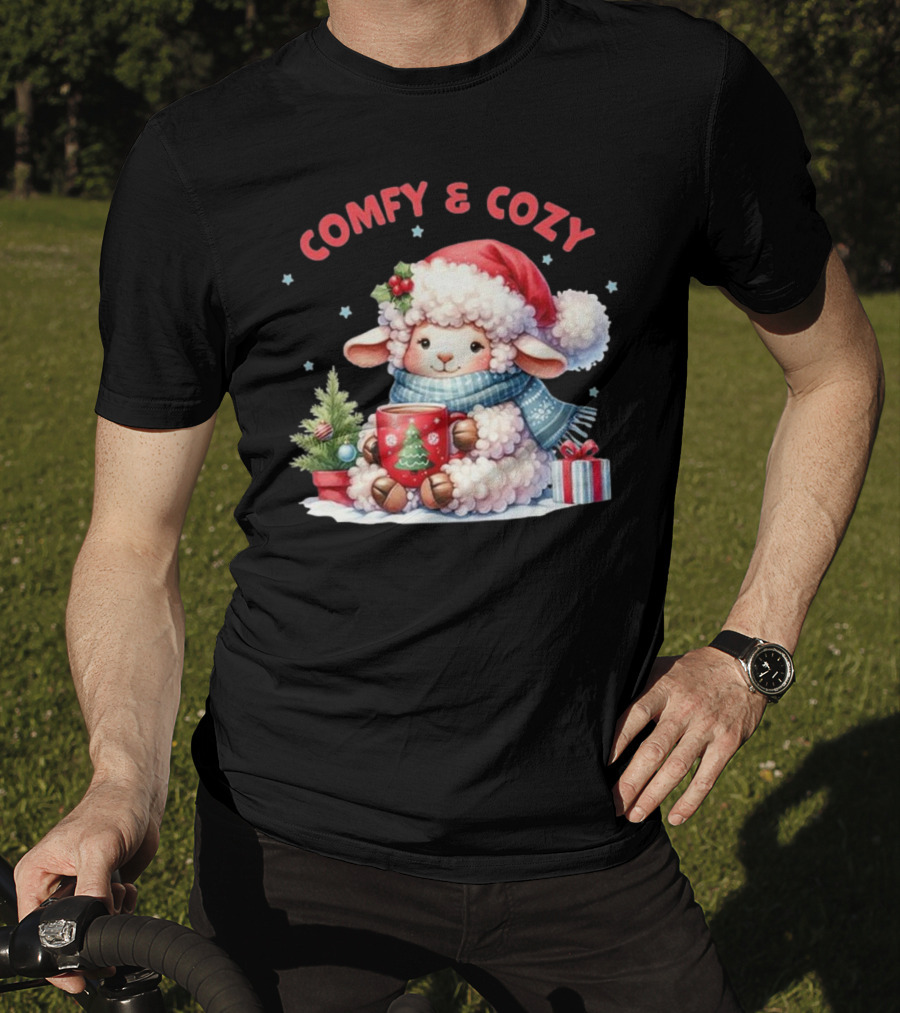 Comfy And Cozy Sheep Christmas T-Shirt