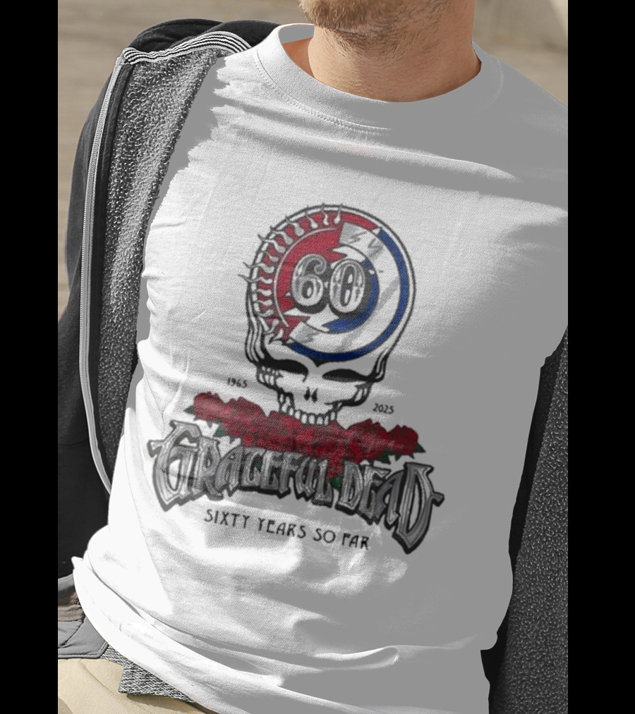 60 Years So Far 1965-2025 Grateful Dead Skull Roses T-Shirt