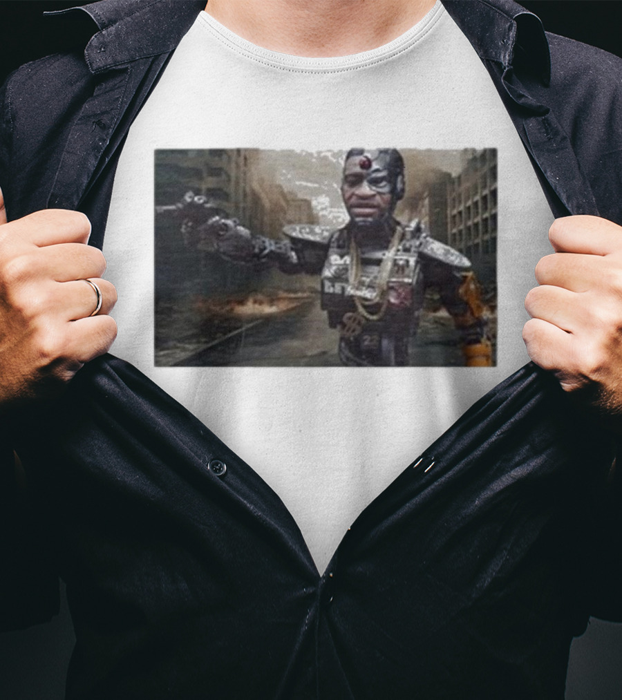 Errl Gangsta Droyd Robot Cyborg In Post-Apocalyptic City Scene T-Shirt