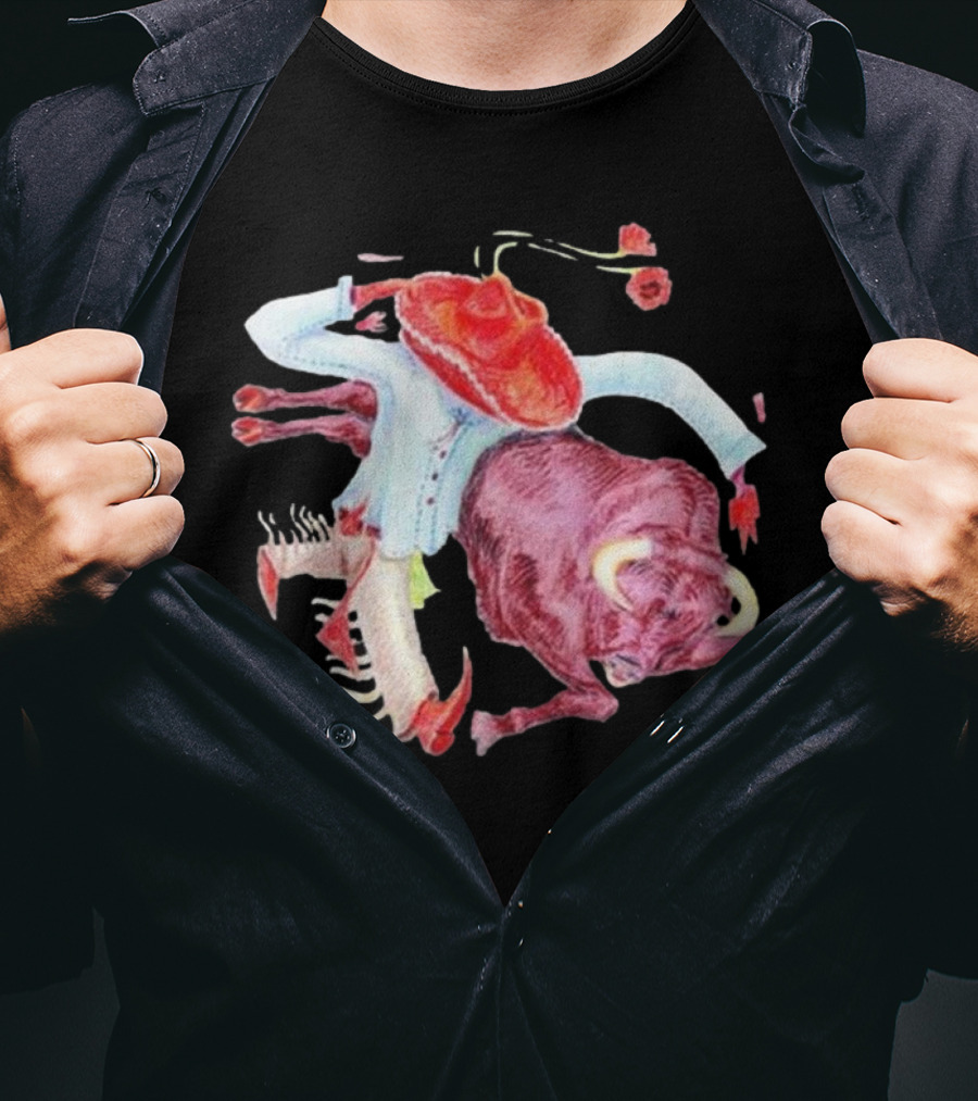 Flip Turn Burnout Days Rodeo Clown Bull Riding Hat Roses T-Shirt