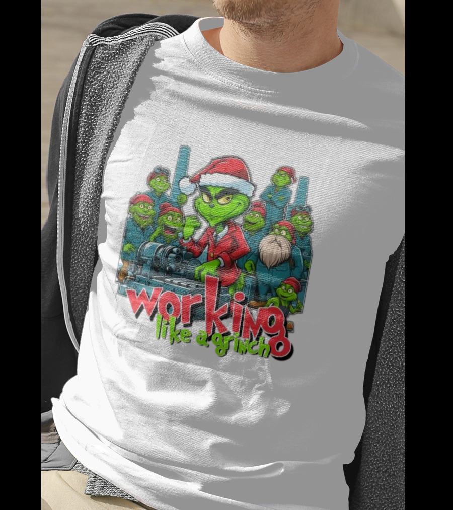 Working Like A Grinch Merry Christmas Factory Fun T-Shirt
