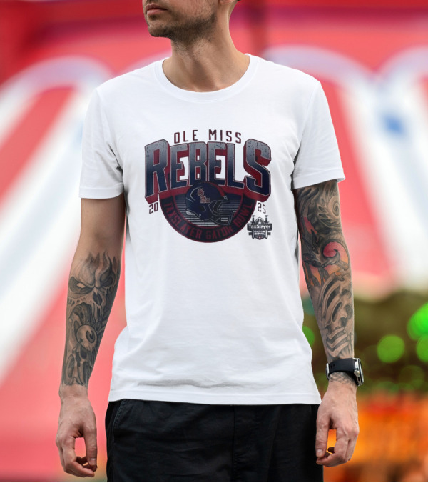 Premium T-Shirt: Ole Miss Rebels TaxSlayer Gator Bowl 2025 Football Helmet T-Shirt Ole Miss Rebels TaxSlayer Gator Bowl 2025 Football Helmet T-Shirt