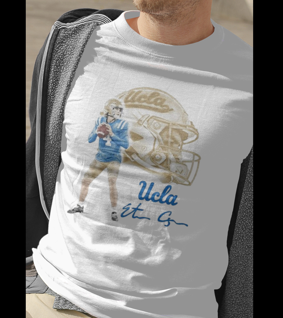 Ethan Garbers UCLA Football Quarterback Signature With Helmet T-Shirt