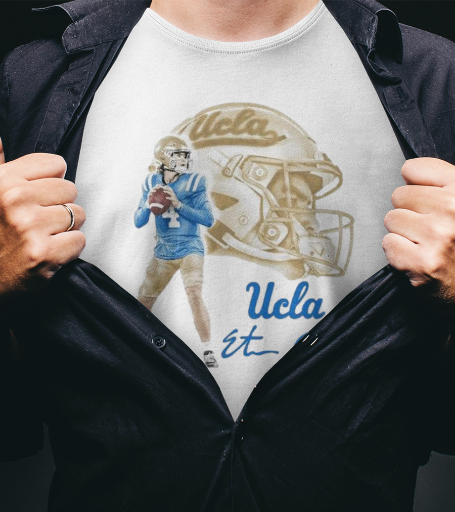 Ethan Garbers UCLA Football Quarterback Signature With Helmet T-Shirt