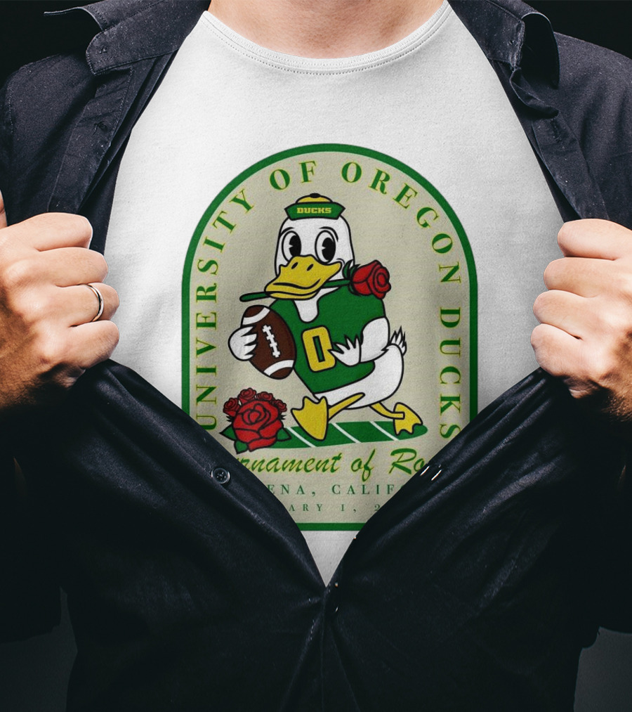 University Of Oregon Ducks Tournament Of Roses Pasadena California January 1 2025 Mascot Football Rose T-Shirt
