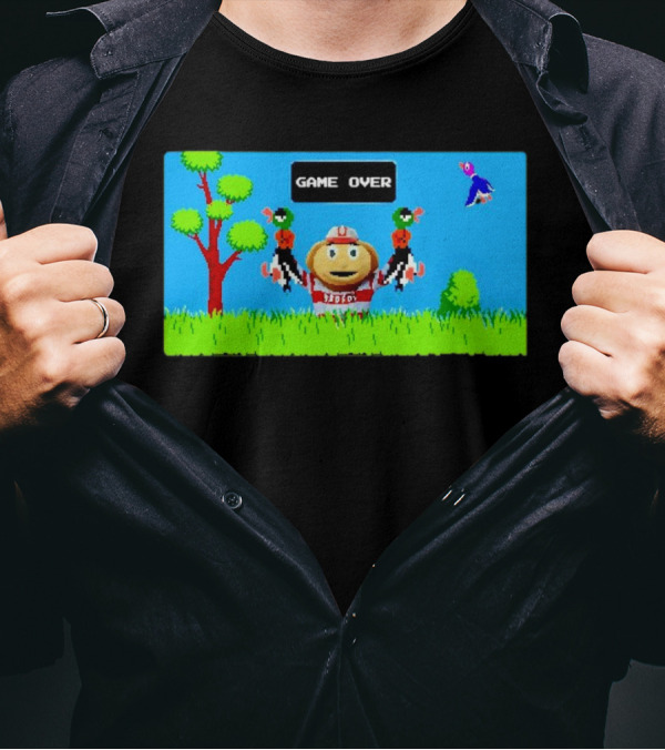 Game Over Ohio State Buckeyes Beats Oregon Ducks 8bit Video Game Retro Style Victory Scene T-Shirt