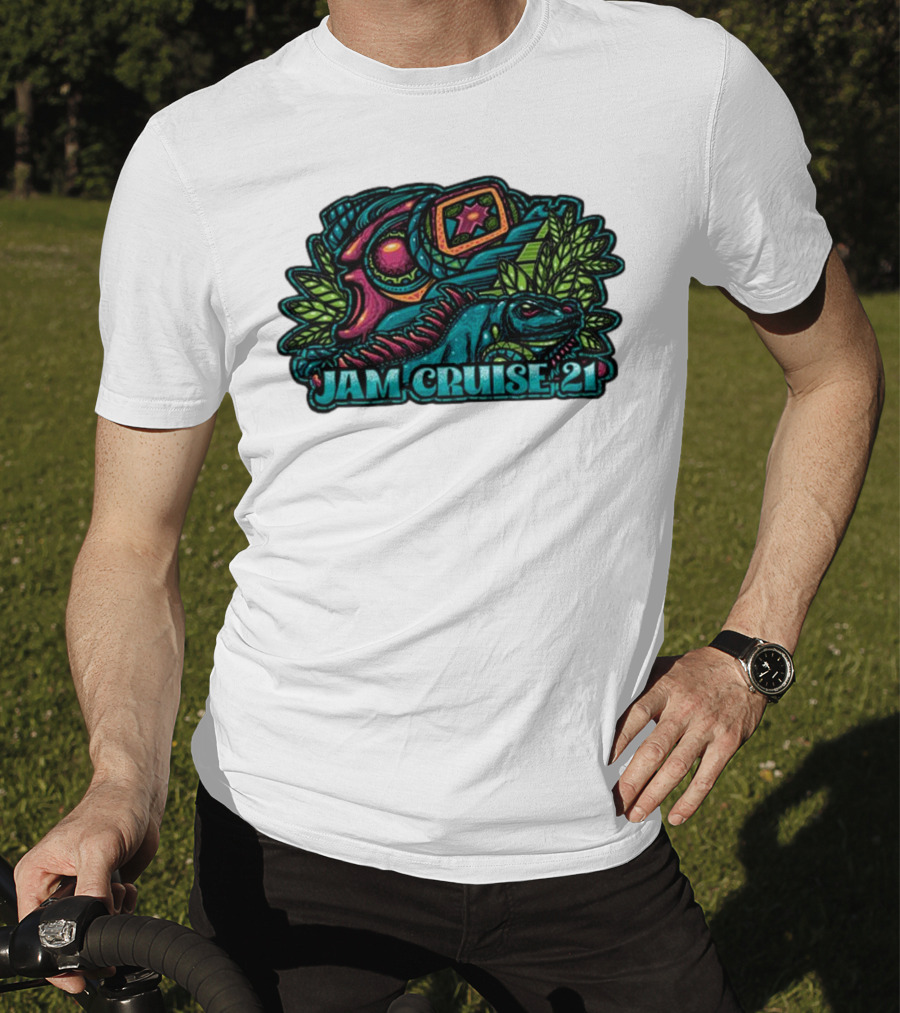 Jam Cruise 21 Jeff Wood 2025 Psychedelic Iguana And Space Elements T-Shirt