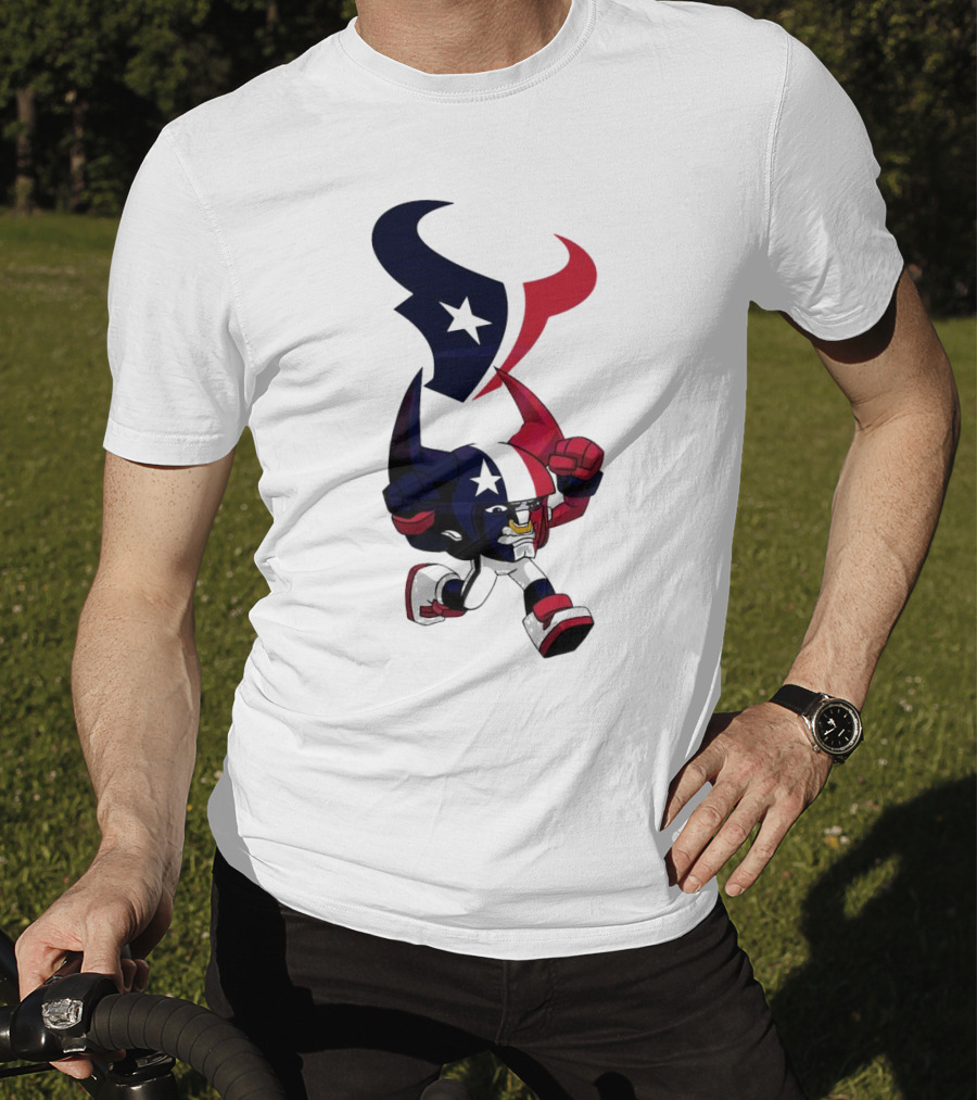 FL Rush Zone Houston Texans Cartoon Character 2025 Running Bull With Team Logo Star Helmet T-Shirt