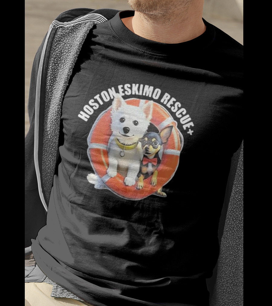 Hosotn Eskimo Rescue Dogs IN Lifebuoy T-Shirt