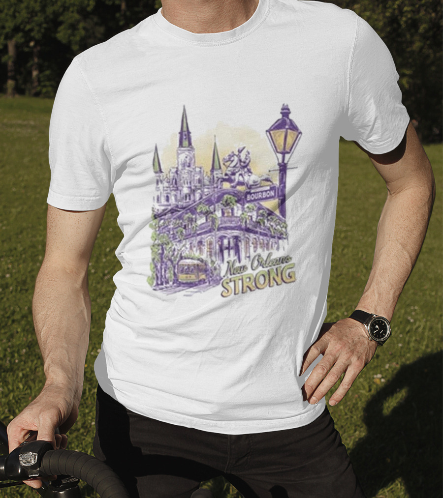 New Orleans Strong Bourbon Street Charity Iconography T-Shirt